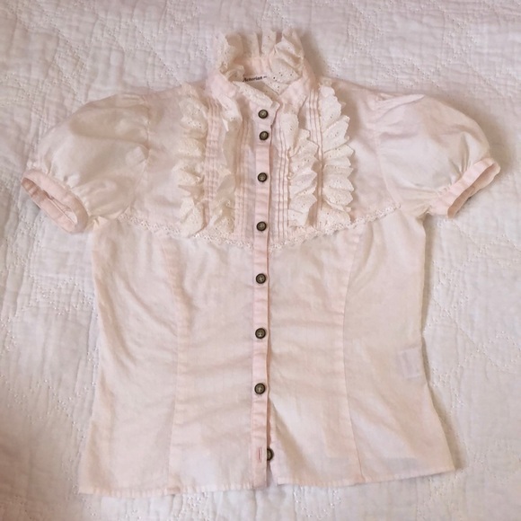 Vintage Victorian Maiden Corset Jumper Skirt JSK and Blouse Set Pink RARE - Picture 4 of 10